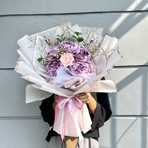 HER.FLORIST [PEONY] 5pcs SoapFlower Artificial and Dried Flower Bouquet / Buket Bunga Sabun Peony Aritificial Rose dan Bunga Kering / Kado / Hadiah Unik