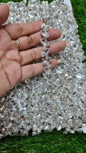 APLIKASI RENDA KRISTAL BERLIAN SWAROVSKY DF SILVER KUALITAS SUPER PER 10 CM
