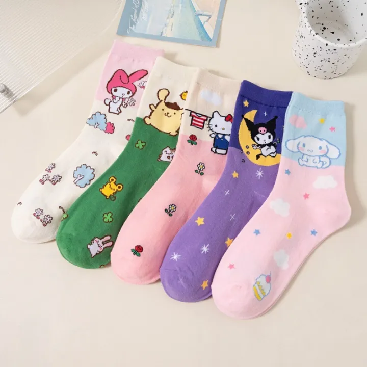 Sanrio Kawaii Hello Kitty Socks Student Cartoon All Match Lolita