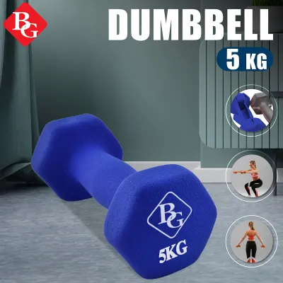 BG SPORT DUMBBELL GYM BARBEL ALAT ANGKAT BEBAN Rubberized cast iron 5KG 1pcs MODEL Q-304