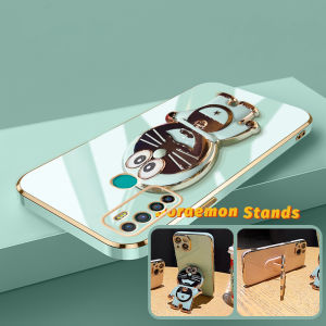 Casing Ponsel untuk Infinix Hot 9 Pro Hot 9 Play Hot 8 Pro X655C X650 X650C Case silikon pelapis casing ponsel pola HP Doraemon berkilau penutup softcase pelindung anti kesing guncangan pembungkus penuh Phone Stands