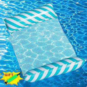 Water Hammock Pool Floats Floating Bed Lounge Chair - Portable Inflatable Recliner with Backrest Foldable PVC for Adult Swimming Pool & Beach