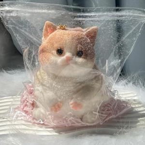 FLORI Silicone Cat Soft Squeeze Toys With Flocking Surface Cute Stress Relief Toy Simulation Slow Rebound Cat Pinching Toy for Adults Kids