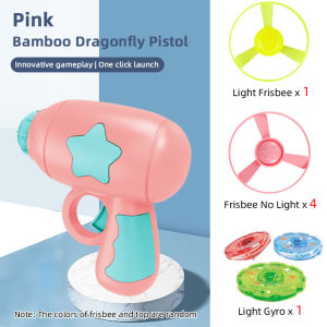 Wonderful Toys Childrens Luminous Flying Saucer Toy Bamboo Dragonfly Spinning Top Gun Flash Frisbee Propeller Toys Outdoor Parent-child Interaction for Kids