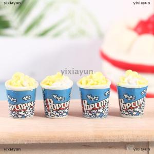 [COD] yixiayun 4PCS Miniature Dollhouse Popcorn Pretend Play Doll House Simulation Food