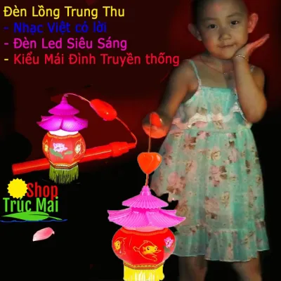 Đèn lồng trung thu mái đình 1 mái 2 mái phát nhạc tiếng Việt đèn Led siêu sáng tiết kiệm pin