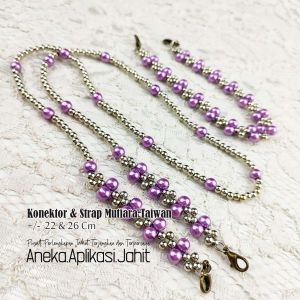 1 PASANG KONEKTOR & STRAP MASKER MUTIARA TAIWAN +/- 22 & 62 CM