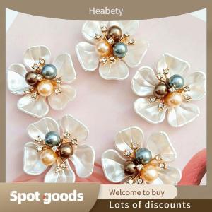 Heabety Fashion 2PCS Flower Rhinestone Buttons Crafts Clothes Alloy Metal Sewing Button For Hair Accessories Brooch DIY Decoration