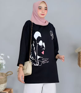 Kaos Oversize Korean Style England Blouse Kaos Katun Combed 24s Blouse Wanita Terbaru 2024 Jumbo