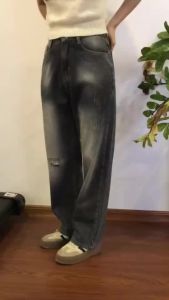 [PREIE SIMPLE]กางเกงยีนส์ขาด สีดำ ทรงตรงกางเกงยีนส์ผู้ชาย  สไตล์เกาหลี ใส่สบาย ผ้านุ่ม ไซส์ใหญ่ สำหรับคนตัวใหญ่ แฟชั่นชายโคตรเท่ สำหรับผู้ชายและผู้หญิง มีไซส์ M-3XL