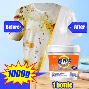 【Refund Guaranteed】1 second white as new Laundry detergent 1000g Stain remover explosion salt 99.99% Antibacterial rate Stain remover clothes 爆炸盐 Fabric stain remover Laundry stain remover Oil stain remover for clothes Bleach clothes 强力去污洗衣粉 發黃 血漬