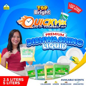 TOPBRIGHT QUICK MIX DISHWASHING LIQUID DIY KIT YIELDS 2.5L | LESS THAN 1 MINUTE MIXING PROCESS