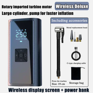 Wireless infatable Pump Portable infatable Pump 15000mAh 30s Quick Inflation Full of Self-stop LED Tire Pressure Detection Used as a Flashlight Power Bank