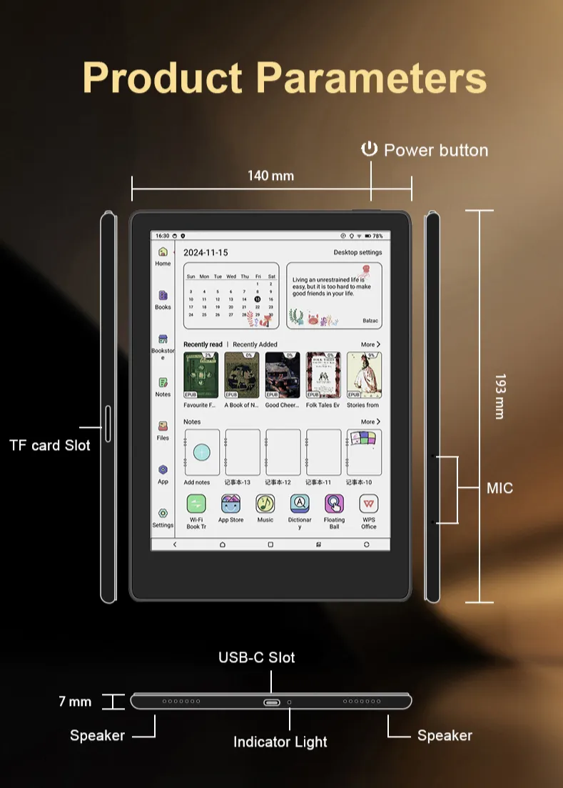 Meebook M8C eBook Reader - 7.8" Color Eink (Android 14 / Micro SD Slot 1TB)