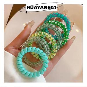 HUAYANG01 [HOT FASHION] เชือกรัดผมสีลูกกวาด6ชิ้นสำหรับผู้หญิงสายรัดผมแบบยืดหยุ่นสำหรับฤดูร้อนยางรัดผมแบบเกลียวเคลือบยางรัดผม