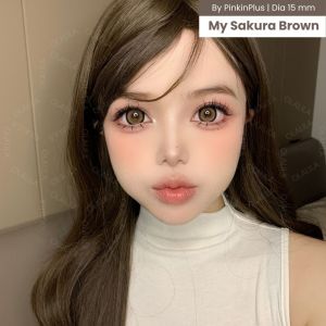 COD SOFTLENS SAKURA BROWN 15MM BY PINKIN NORMAL DAN MINUS TINGGI