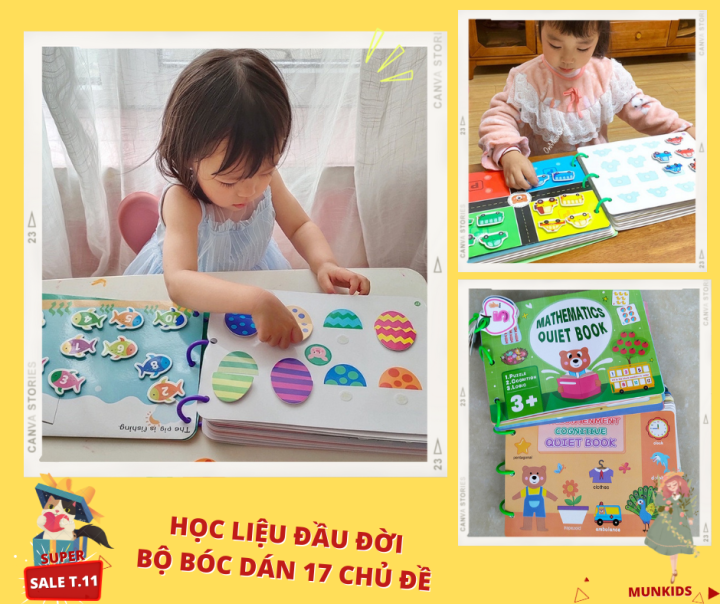 Học liệu bóc dán toán học 16 chủ đề, học liệu chủ đề toán học Cho Bé ...