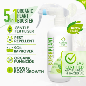 SUPERPLANT 5-In-1 Organic Plant Booster Spray | Fertilizer | Pest Control & Repellent | Pesticide & Fungicide | Anti-Bacterial & Fungal | Soil Booster for Gardens and Flower Pots | Herbs & Vegetable Booster | Fertiliser for Houseplants & All Plants