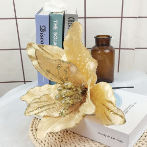 33cm Xmas Flowers Set Big Size Glitter Poinsettia Flower Ornaments Glittering Home Decor DIY Xmas Tree Decoration For Wedding Favors Indoor Home Decor