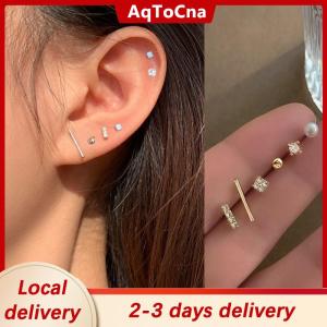 [COD] AqToCna Ship within 24 hours 5 Pcs Pearl Crystal Small Ear Stud Earrings Set for Women Girls Fashion Ear Studs Ear Jewelry