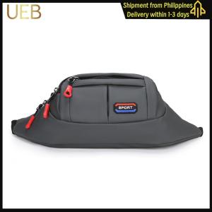 【UEB】Men Women Fanny Pack with 4-Zipper Pockets Sling Bag with Adjustable Strap Fashion Waist Pack for Travel Hiking Running