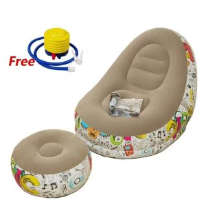 Lazy Sofa Inflatable Folding Recliner Outdoor Sofa Bed with Pedal Comfortable Flocking Single Sofa