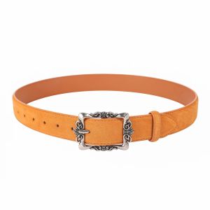 Fashion Deerskin Suede Plus Size Womens Genuine Leather Belt Retro Metal Buckle With Workwear Corset Belt For Women2026
