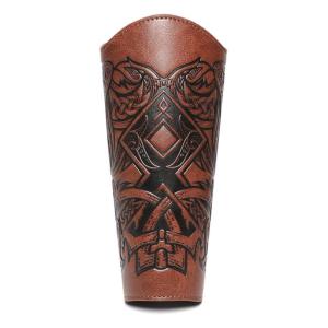 Men Embossed Gauntlet Wristband for Parties Festivals Industrial Age Costume Brown Medieval Cosplay Gauntlet