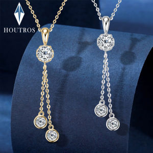 1.6CT Moissanite Pendant Necklace for Women 18k Gold Plated Round Pendant 925 Sterling Silver Wedding Anniversary Fine Jewelry