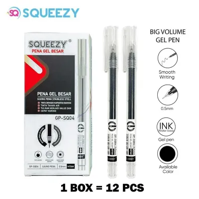 Pulpen Gel Besar Tinta Hitam 0.5 mm isi 12 pcs Pulpen isi tinta banyak