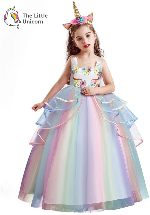 Girl Clothing Unicorn Princess Dress for Kids Girl 7 Year Old on