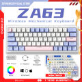 ZIFRIEND za63 Pro 63 phím Bàn phím cơ có dây & không dây 3 mô hình bàn phím chơi game đèn nền RGB màu xanh/công tắc đỏ có thể tráo đổi nóng. 