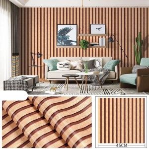 Wallpaper Stiker Dinding Motif Kayu Panel Coklat Moderen Elegan  7 s/d 8M LEBAR 45CM