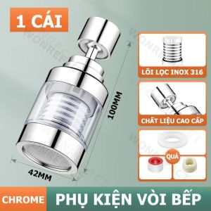 Đầu Nối Vòi Nước Rửa Chén Xoay 360 Độ Linh Hoạt - Đầu Lọc Nước Inox Kết Hợp Nhựa ABS Cao Cấp Bền Bỉ - Khoang Trong Suốt Dễ Dàng Quan Sát Tình Trạng Lọc - Tăng Áp Chống Bắn Nước Hiệu Quả Cho Chậu Rửa Bát Và Bồn Rửa Mặt Nhà Tắm (G1/2 11.2cm)