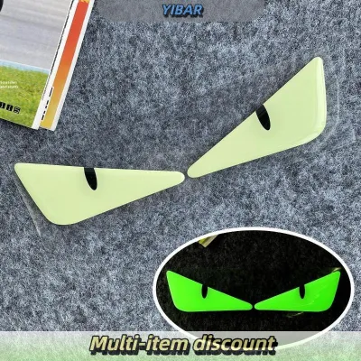 YIBAR สติกเกอร์3D ไฟหน้าแบบเรืองแสงสำหรับตกแต่งสกูตเตอร์สติกเกอร์ตกแต่งรูปตาแมวตาปีศาจสำหรับรถจักรยานยนต์