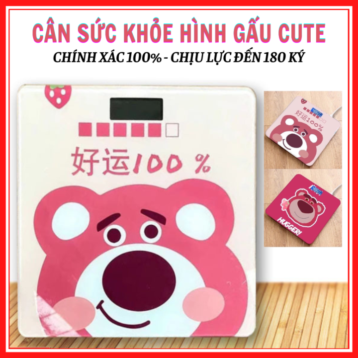 CHÍNH XÁC 100%] CÂN ĐIỆN TỬ SỨC KHOẺ HÌNH GẤU HỒNG CUTE - CÂN HÌNH GẤU