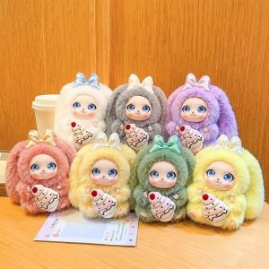 CHAOSON Big Ear Rabbit Plush Keychain Ornaments Bag Hanging Charms Car Key Ring Cute Ice Cream Bunny Doll Pendant Gift For Girls