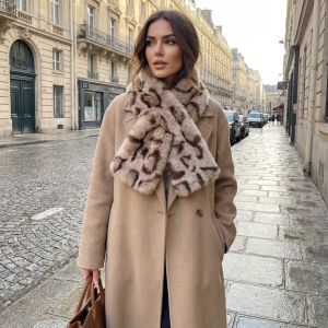 YUBAGUANB Plush Material Faux Rabbit Fur Scarf Thicken Lightweight Faux Collar Vintage Windproof Neck Wrap Winter