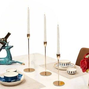 Vktech Luxury European Flameless Candle Holder Small Candle Stand for Elegant Home Decor