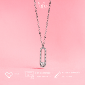 Lulu Moissanite Jewelry - Perhiasan Wanita Kalung Full Permata Moissanite Lapis Emas 18K - Lulu Lock Moissanite Necklace Sertifikat GRA