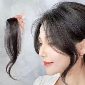 GOXBERK Đảng Phong cách Vô Hình Đen Phụ nữ Nâu Tóc Phụ Kiện Tự nhiên Cô Gái Tóc Giả tổng hợp Trung-Phần Bangs Phần Mở Rộng tóc Pháp Bangs Xiên