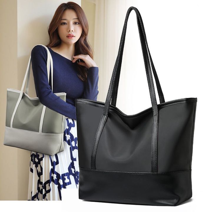 Malaysia Ready Stock Large Capacity Korean Nylon Oxford Cloth Simple Waterproof Tote Bag Lazada