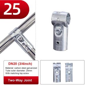 Pipe Clamp Connector Metal Tee Fitting For Tube Support 25mm 3pcs