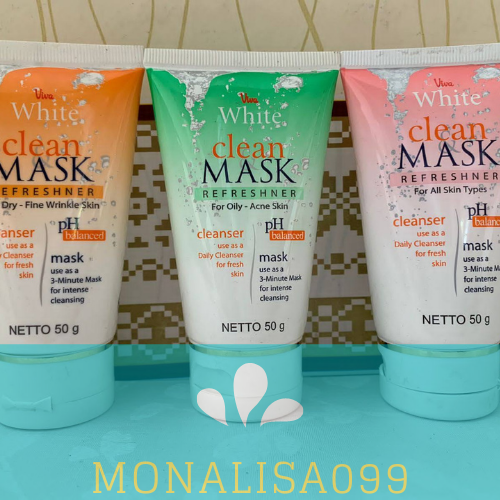 VIVA White Clean Mask refreshner 50g/Masker Wajah/Sabun Wajah/Mencerahkan Wajah/Memutihkan Muka/Whitening Wajah/Original/BPOM