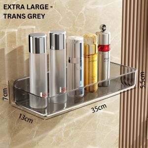 【Pure Care】 No-Drill Transparent Bathroom Wall Shelves | Adhesive Storage Organizers