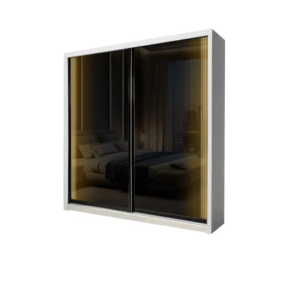 Living Mall Reyna Series 5ft/6ft/8ft Sliding Door Wardrobe with Sensor LED Lights in 2 Models