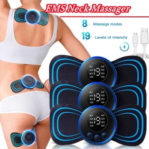 Ship 24hEMS Neck Massage Stickers USB Rechargeable Stimulator Portable Mini Electric Massager Muscle Relief Health Care Tools Ems Massager Pad 按摩器