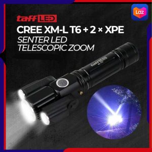 COD TaffLED Senter LED Telescopic Zoom Cree T6 + 2 x XPE 1500 Lumens - KS-737 / senter genggam terbaru terlaris super terang jarak jauh murah berburu unik 3 lampu led bahan aluminium tahan banting outdoor indor heaking berkualitas tinggi terbaik viral
