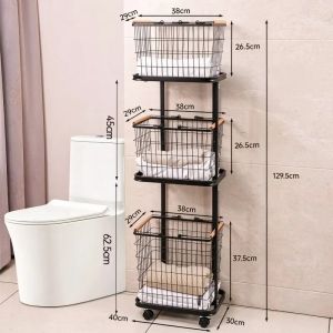 Sacesr Movable Iron Dirty Laundry Basket 3-layer Removable Laundry Baskets Multifunction Large Capacity Organizers Basket Home Storage Q3P9R