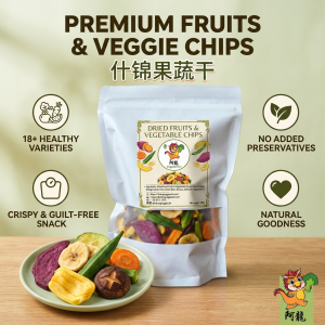 Ah Long 10-Variety Mixed Dried Fruits & Vegetable Chips 250g – Natural Vacuum‑Fried Snack Packed in Singapore